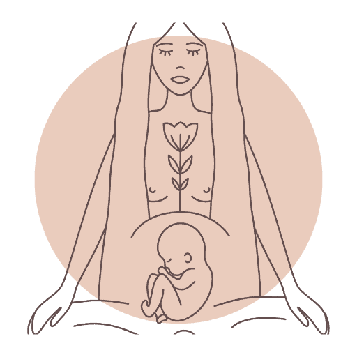 Birth Doula Services icon with pregnant woman drawing on pink circle