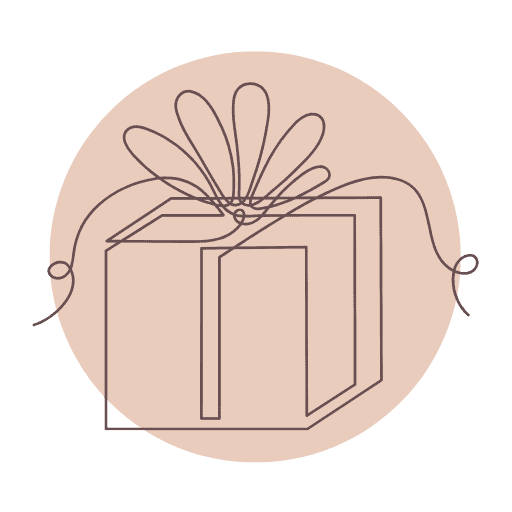 Gift Vouchers icon of a present drawing on pink circle